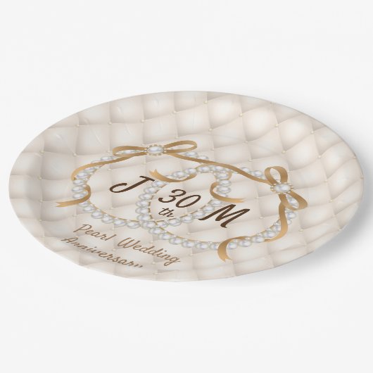 Bord voor persoonlijk Initiaal Pearl Ribbon (Gekanteld)