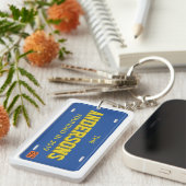 Bord voor persoonlijke blauwe en goudlicentie sleutelhanger (Voorkant Rechts)