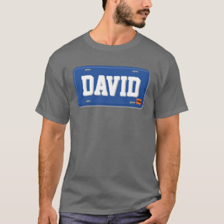Bord voor persoonlijke blauwe en witte licentie t-shirt