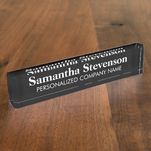 Bord voor persoonlijke bureaunaam met bedrijfstite naambordje (Zijkant)
