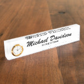 Bord voor persoonlijke bureaunaam met klok naambordje (Zijkant)