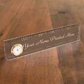 Bord voor persoonlijke naam met klok naambordje (Zijkant)