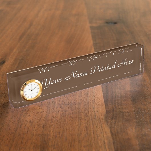 Bord voor persoonlijke naam met klok naambordje (Zijkant)