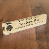 Bord voor persoonlijke zwarte en goudprocureur naambordje (Zijkant)