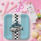 Bord voor raceauto's, groen, zwart en witpapier (Feest)