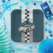 Bord voor raceauto's, groen, zwart en witpapier (Feest)