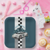 Bord voor raceauto's, groen, zwart en witpapier (Feest)