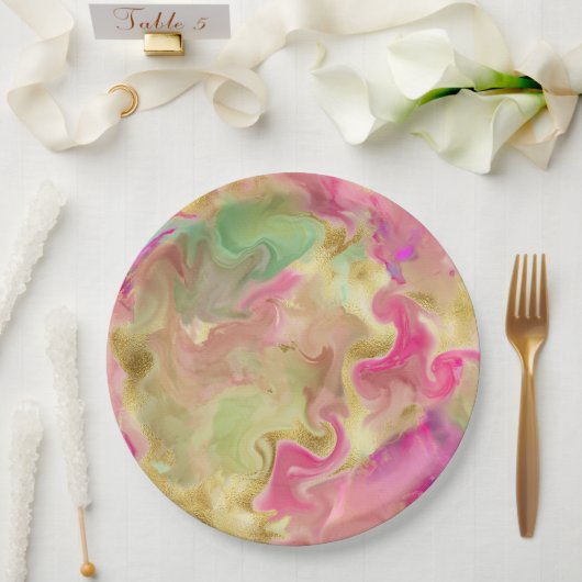 Bord voor roze, gouden, groene marmer (Huwelijk)