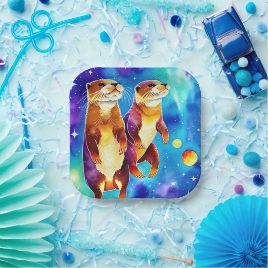 Bord voor ruimteotters kleurig papier (Feest)