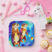 Bord voor ruimteotters kleurig papier (Feest)