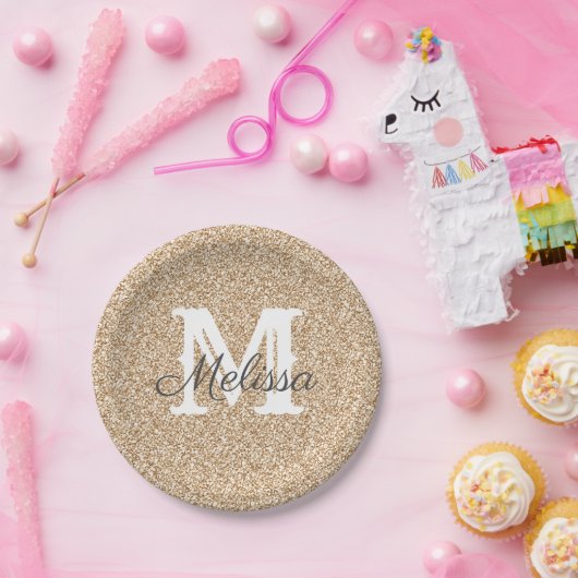 Bord voor Sunset Gold Glitter & Sparkle Monogram P (Feest)