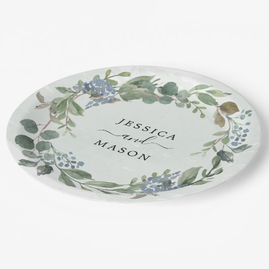 Bord voor usty Blue Eucalyptus Wedding Shower Pape (Gekanteld)