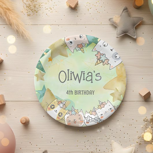 Bord voor verjaardagspapier van magische caticorn