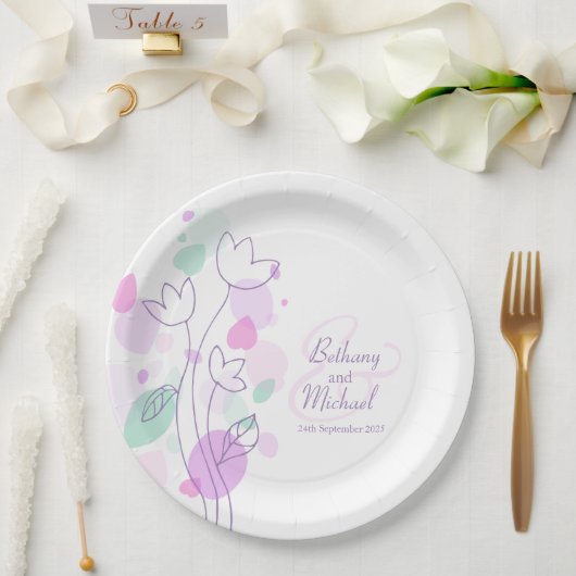 Bord voor verwant bont, bloesems, aangepast papier (Huwelijk)