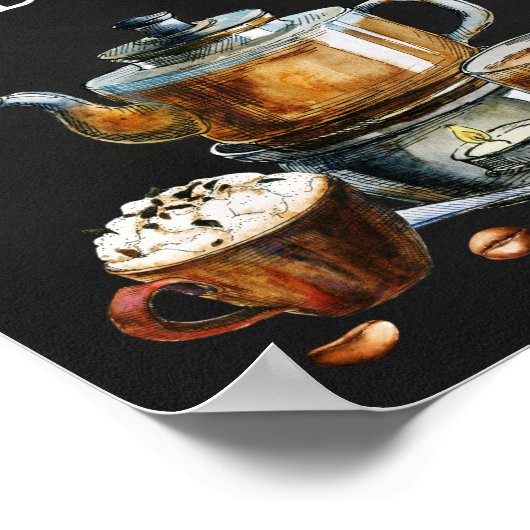 Bord voor warme koffie en theebar poster (Hoek)