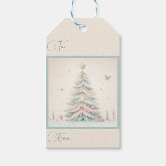  bord Vrolijk kerstfeest Cadeaulabel (Voorkant)