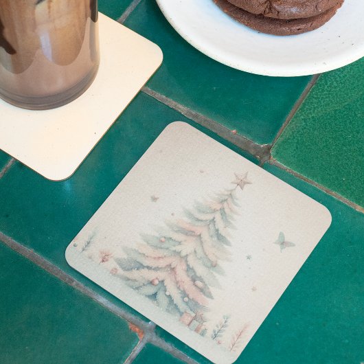  bord Vrolijk kerstfeest Kartonnen Onderzetters