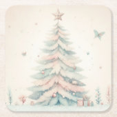  bord Vrolijk kerstfeest Kartonnen Onderzetters (Voorkant)