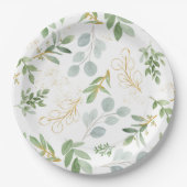 Bord - waterverf - groen en namaakgoud (Voorkant)