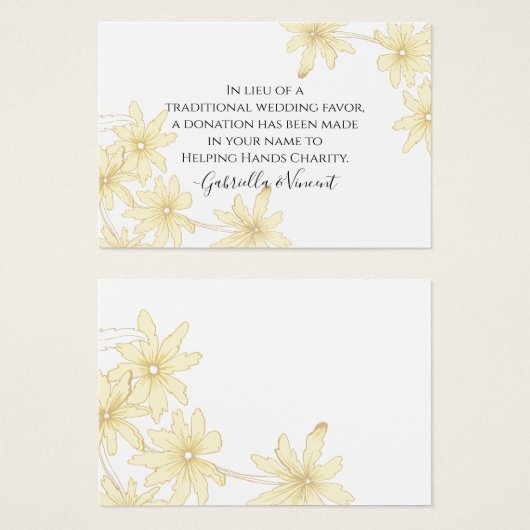 Bord Yellow Daisies Wedding Charity Kaart (Voorkant /achterkant)