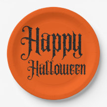 Bord zwart glitter Happy Halloween-papier