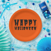 Bord zwart glitter Happy Halloween-papier (Feest)