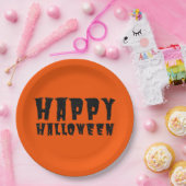 Bord zwart glitter Happy Halloween-papier (Feest)