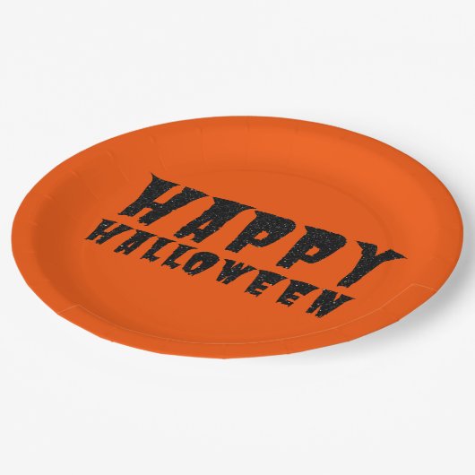 Bord zwart glitter Happy Halloween-papier (Gekanteld)