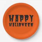 Bord zwart glitter Happy Halloween-papier (Voorkant)