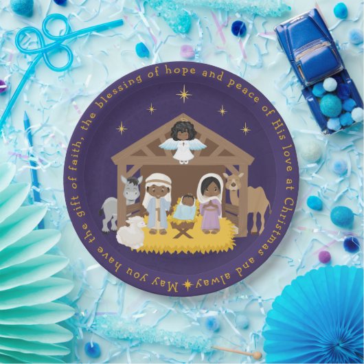 Bord zwart nativiteitsscènepapier (Feest)