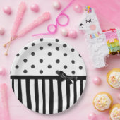 Bord zwart-wit polaire dot gestreept papier (Feest)