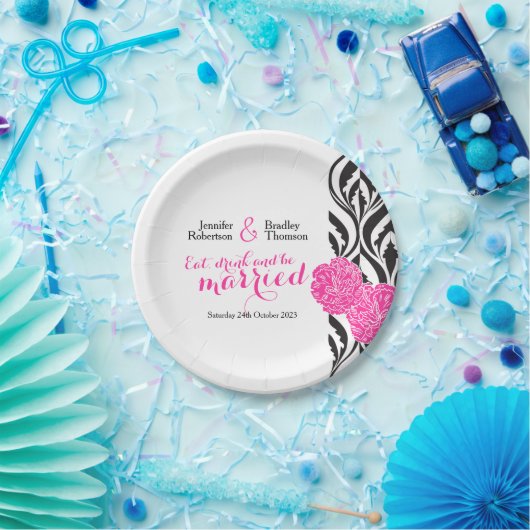 Bord zwart wit roze papier (Feest)