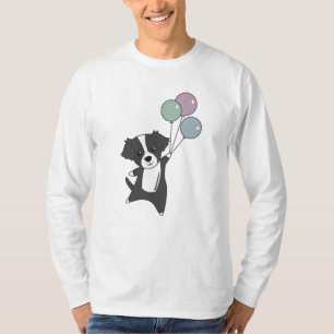 Bordcollie Dog vliegt met ballonnen zoete dieren T-shirt