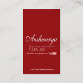 Borddanseres III, Bollywood Hindi Mode (rood) Visitekaartje (Achterkant)