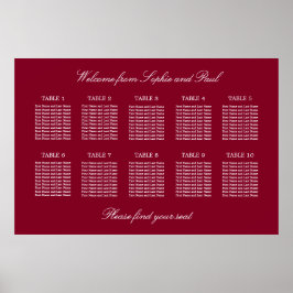 Bordeaux 10 Tafel Trouw Stoelen Plattegrond Poster