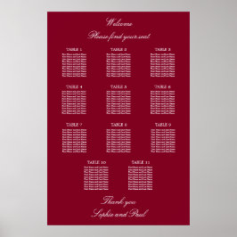 Bordeaux 11 Tafel Trouw Stoelen Plattegrond Poster