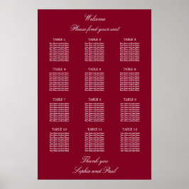 Bordeaux 12 Tafel Trouwzaal Stoelen Plattegrond Po Poster