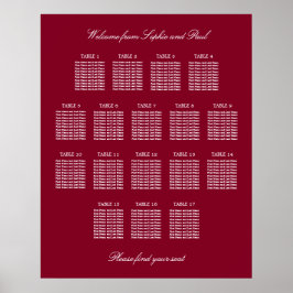Bordeaux 17 Tafel Trouw Stoelen Plattegrond Poster