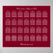 Bordeaux 28 Tafel Trouwzaal Stoelenindeling Poster