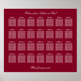 Bordeaux 28 Tafel Trouwzaal Stoelenindeling Poster