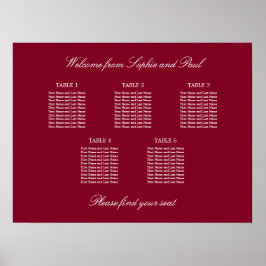 Bordeaux 5 Tafel Trouw Stoelen Plattegrond Poster