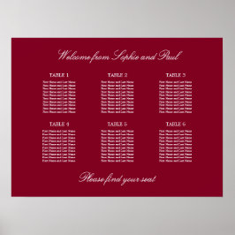 Bordeaux 6 Tafel Trouw Stoelen Plattegrond Poster