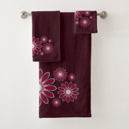 Bordeaux Abstracte Bloem Bad Handdoek
