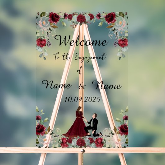 bordeaux acryl Verloving teken Bord (Neutraal)