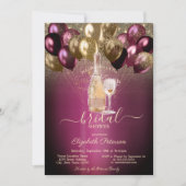 Bordeaux Ballonnen Wijn Set Glitter Bruidsmeisje F Kaart (Voorkant)