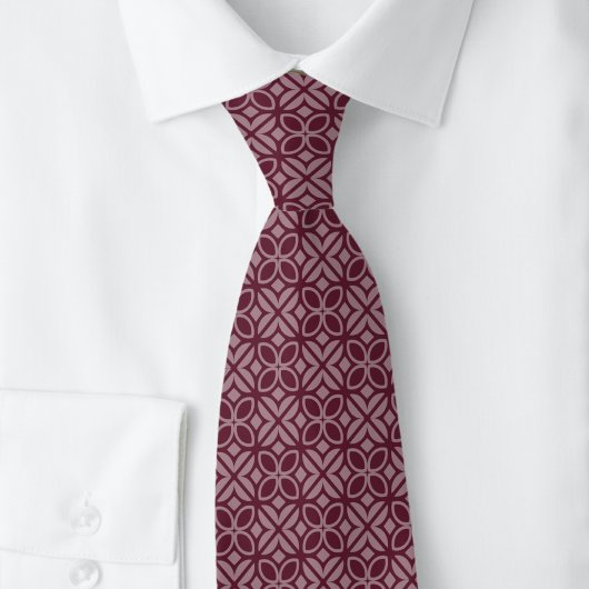 Bordeaux Bladeren & Lijnen Stropdas