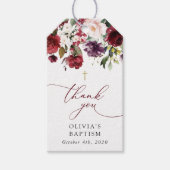 Bordeaux Bloemen, Roze Bloemen, Bloemendoop Cadeaulabel (Voorkant)