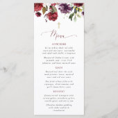 Bordeaux Bloemen, Roze Bloemen, Doop Menu (Voorkant)