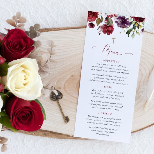 Bordeaux Bloemen, Roze Bloemen, Doop Menu