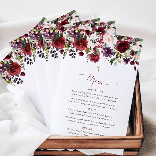 Bordeaux Bloemen, Roze Bloemen, Doop Menu